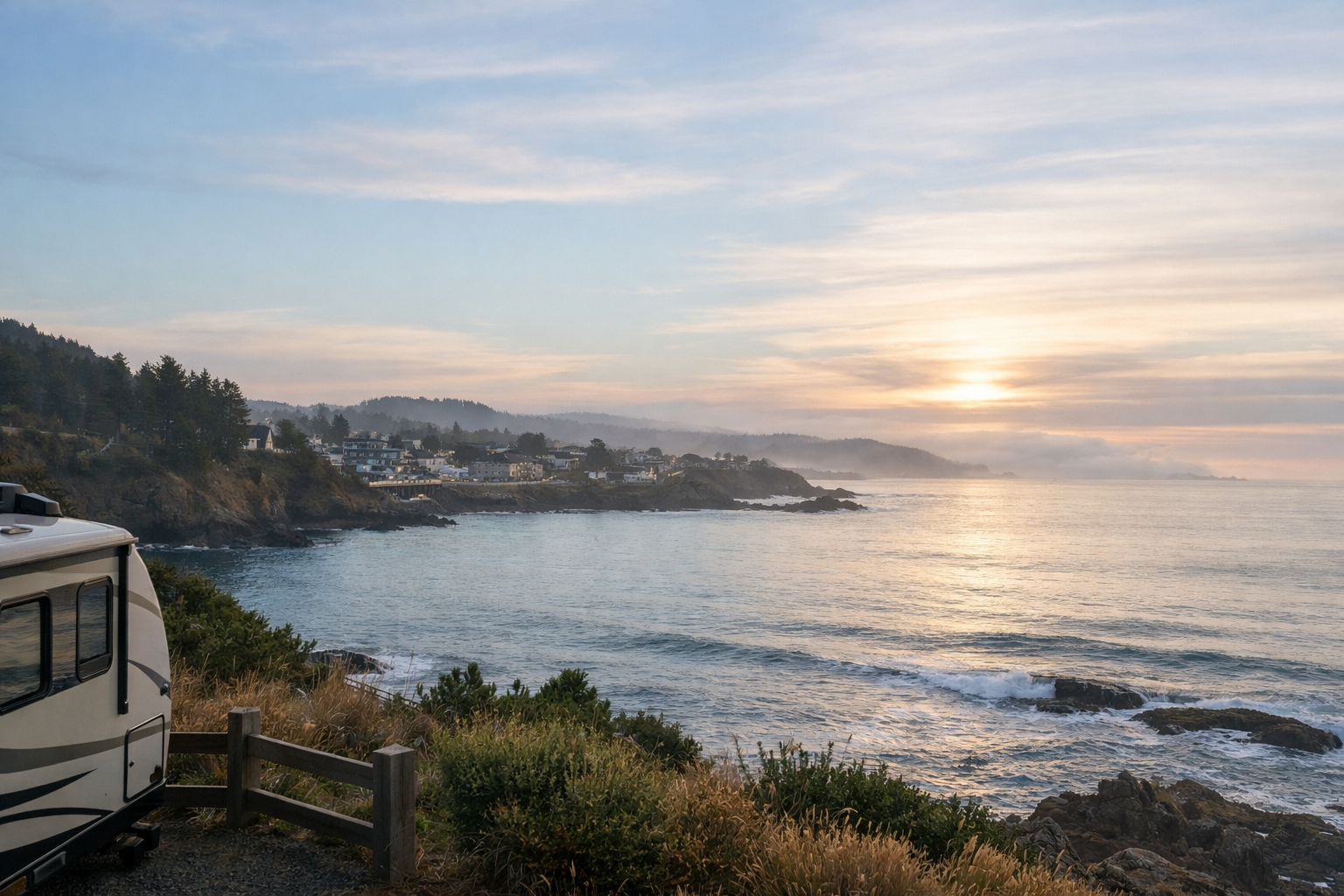 Winter ocean view overlooking Depoe Bay Oregon near Sea & Sand RV Park in December